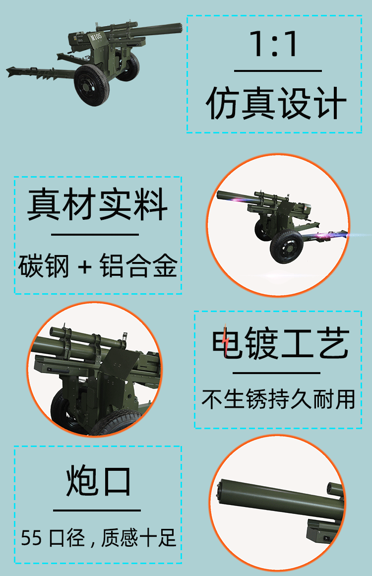 游乐气炮M105榴弹炮细节展示-智博游乐设备